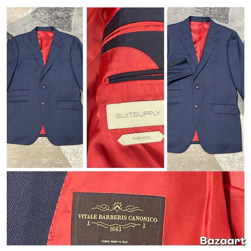 SuitSupply Blazer Jacket Men 40R Blue Sienna Single‎ Breast Pure Wool Sport Coat